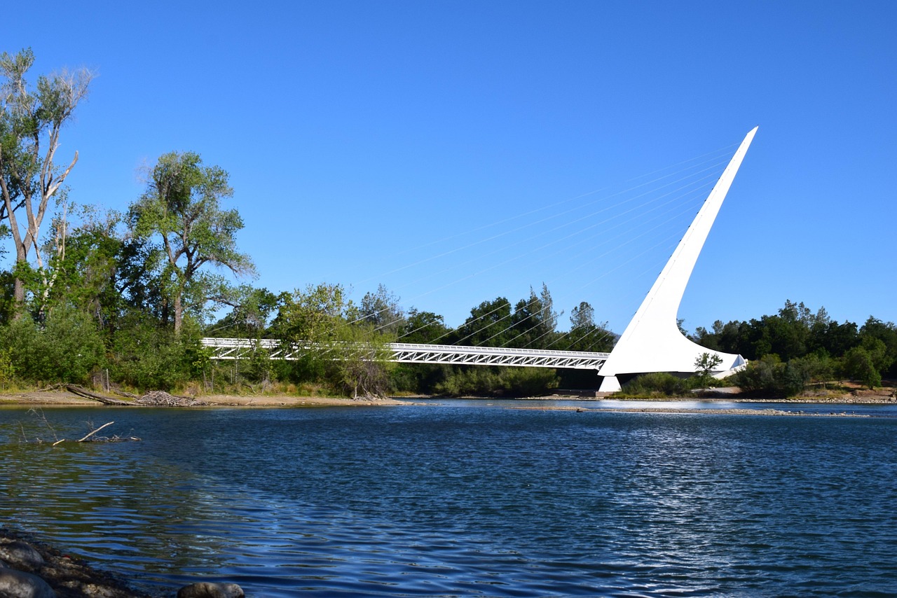 The Sundial Bridge over the Sacramento River in Redding, CA
